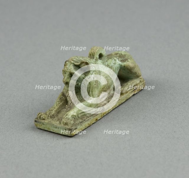 Amulet of a Crouching Lion, Egypt, Late Period, Dynasty 26 or later (664-525 BCE). Creator: Unknown.