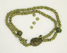 Amulet of a Duck (strung on beads), Egypt, New Kingdom or later (about 1550 BCE or later). Creator: Unknown