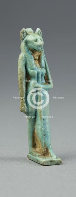 Amulet of a Lion-Headed Goddess Holding a Scepter, Egypt, Third Intermediate Period, Dynasties 21... Creator: Unknown.