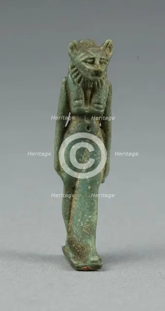 Amulet of a Lion-headed Walking Goddess, possibly Bastet, Egypt, Third Intermediate Period... Creator: Unknown.