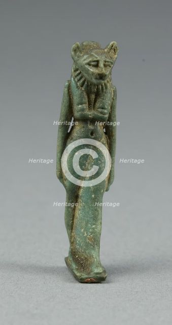 Amulet of a Lion-headed Walking Goddess, possibly Bastet, Egypt, Third Intermediate Period... Creator: Unknown.