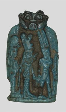 Amulet of the Theban Triad, Amun, Mut, and Khonsu, Egypt, Late Period, Dynasty 26-31 (664-332 BCE). Creator: Unknown