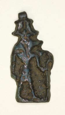 Amulet of the God Anubis wearing Atef Crown, Egypt, Late Period (about 664-332 BCE). Creator: Unknown