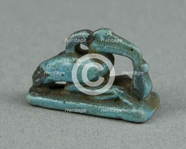 Amulet of the God Thoth as a Crouched Ibis with Feather of Maat, Egypt, Late Period-Ptolemaic... Creator: Unknown.