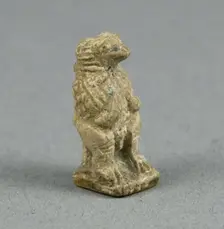 Amulet of the God Thoth as a Seated Baboon, Egypt, Late Period (?), Dynasties 26-31 (664-332 BCE). Creator: Unknown