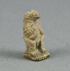 Amulet of the God Thoth as a Seated Baboon, Egypt, Late Period (?), Dynasties 26-31 (664-332 BCE). Creator: Unknown