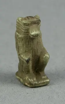 Amulet of the God Thoth as a Seated Baboon, Egypt, Late Period, Dynasties 26-31 (664-332 BCE). Creator: Unknown