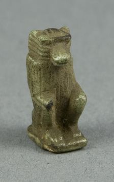 Amulet of the God Thoth as a Seated Baboon, Egypt, Late Period, Dynasties 26-31 (664-332 BCE). Creator: Unknown