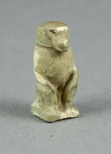Amulet of the God Thoth as a Seated Baboon, Egypt, Late Period, Dynasties 26-31 (664-332 BCE). Creator: Unknown
