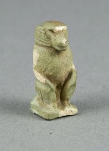 Amulet of the God Thoth as a Seated Baboon, Egypt, Late Period, Dynasties 26-31 (664-332 BCE). Creator: Unknown