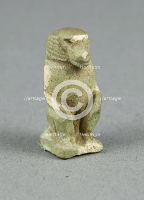 Amulet of the God Thoth as a Seated Baboon, Egypt, Late Period, Dynasties 26-31 (664-332 BCE). Creator: Unknown.
