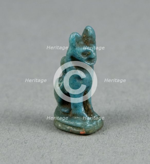 Amulet of the Goddess Bastet as a Seated Cat, Egypt, Late Period-Ptolemaic Period (664-30 BCE). Creator: Unknown.