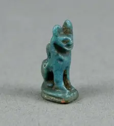 Amulet of the Goddess Bastet as a Seated Cat, Egypt, Late Period-Ptolemaic Period (664-30 BCE). Creator: Unknown
