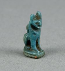 Amulet of the Goddess Bastet as a Seated Cat, Egypt, Late Period-Ptolemaic Period (664-30 BCE). Creator: Unknown