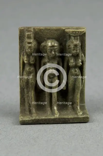 Amulet of the Goddesses Isis and Nephthys with Horus Standing Between, Egypt, Third Intermediate... Creator: Unknown.