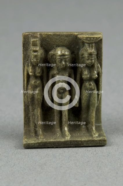 Amulet of the Goddesses Isis and Nephthys with Horus Standing Between, Egypt, Third Intermediate... Creator: Unknown.
