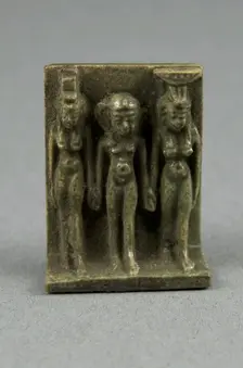 Amulet of the Goddesses Isis and Nephthys with Horus Standing Between, Egypt, Third Intermediate... Creator: Unknown