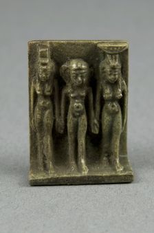 Amulet of the Goddesses Isis and Nephthys with Horus Standing Between, Egypt, Third Intermediate... Creator: Unknown