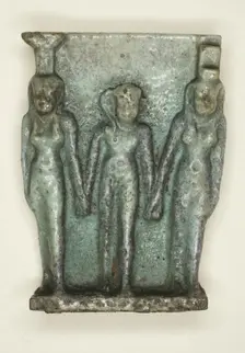 Amulet of the Osirian Triad (Nephthys, Horus, and Isis), Egypt, Late Period, Dynasty 26 (664-525 BCE Creator: Unknown