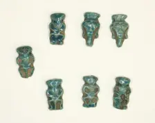 Amulets of the God Bes and the Goddess Hathor, Egypt, New Kingdom, Dynasty 18 (abt 1550-1295 BCE). Creator: Unknown