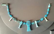 Amulets (string): Eye of Horus, Djed Pillars, Scarabs, Egypt, Third Intermediate-Late Period (?)... Creator: Unknown