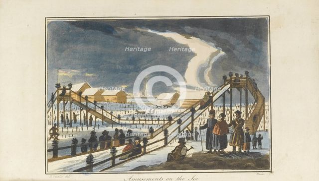 Amusement on the Ice, 1813. Artist: Svinyin, Pavel Petrovich (1787-1839)