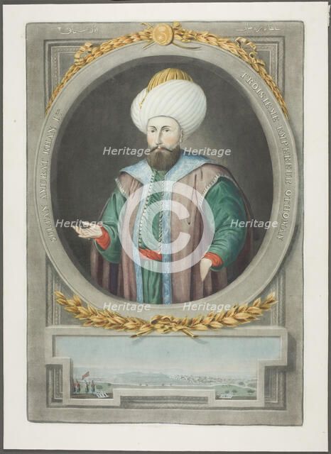 Amurat Kahn I, from Portraits of the Emperors of Turkey, 1815. Creator: John Young.