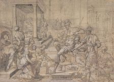 Amya Petitioning Faustus for the Custody of Saint Mamas, ca.1543. Creator: Jean Cousin