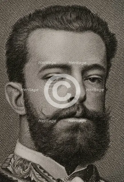 Amadeo I of Spain (1845-1890), King of Spain from January 2, 1871 to February 11, 1873 (1882).  Creator: Joaquin Furno Abad.