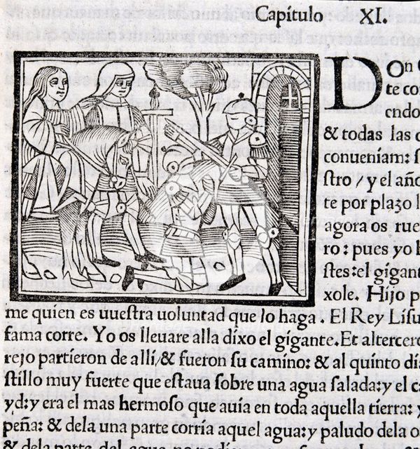 Amadis de Gaula, a masterpiece of medieval literature of 16th century, page of an edition of 1533.
