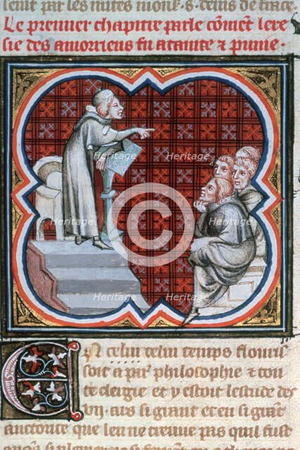 Amalric of Bena teaching, c1200, (1375-1379). Artist: Unknown