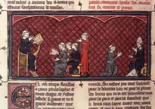 Amalric of Bene lecturing, c1325-c1350. Creator: Unknown