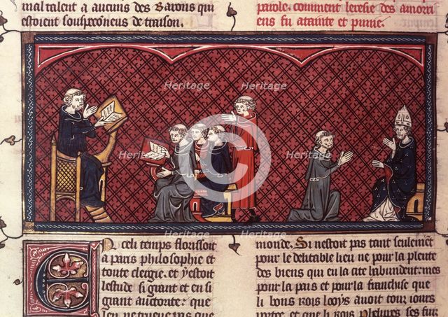 Amalric of Bene lecturing, c1325-c1350. Creator: Unknown.