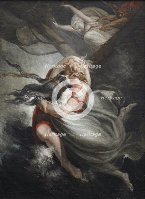 Amanda / Rezia throws herself with Huon into the sea, Fatime is held back by force, 1804-1805. Creator: Füssli (Fuseli), Johann Heinrich (1741-1825).