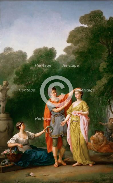 Amant couronnant sa maîtresse (lover crowns his beloved), 1773. Creator: Vien, Joseph Marie (1716-1809).