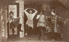Amateur actors, some in drag, performing in the troupe "The Goods", 1918. Creator: Unknown