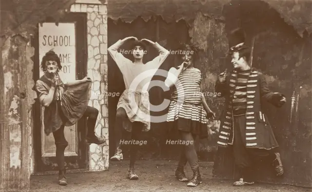 Amateur actors, some in drag, performing in the troupe "The Goods", 1918. Creator: Unknown.