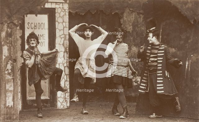 Amateur actors, some in drag, performing in the troupe "The Goods", 1918. Creator: Unknown.