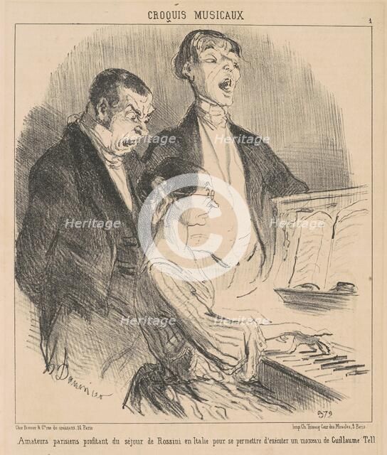 Amateurs parisiens profitant du séjour de Rossini en Italie..., 19th century. Creator: Honore Daumier.