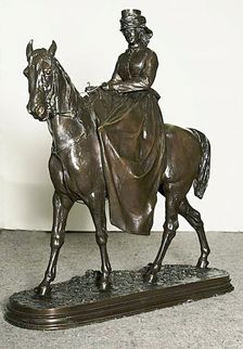 Amazon: Mme. L. Riding Monte Cristo, Pure-Bred English Horse, 1865. Creator: Pierre-Jules Mene