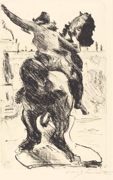 Amazonenstatue auf der Freitreppe des Alten Museums (Statue of an Amazon..., 1916. Creator: Lovis Corinth