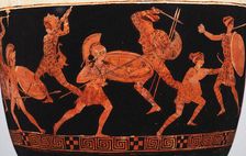 Amazonomachy (Battle of Greeks against Amazons). Lekythos, ca 420-410 BC. Creator: Eretria Painter (active final quarter of the 5th cen. BC.)