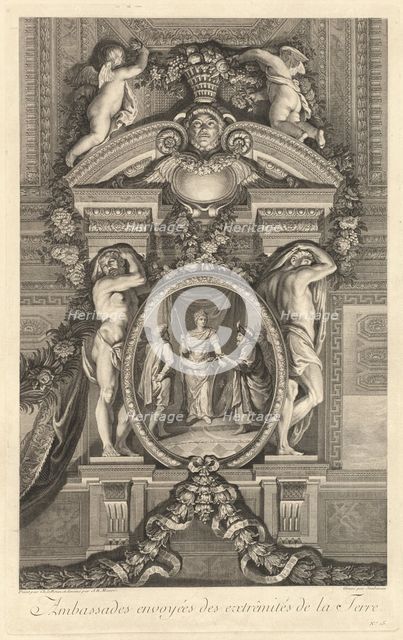 Ambassades envoyées des extrêmités de la Terre (Embassies Sent...) [pl. 15], published 1752. Creators: Jean-Baptiste Masse, Pierre Soubeyran.