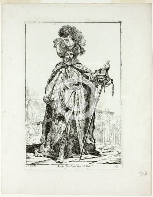 Ambassadeur du Mogol, plate nineteen from Caravanne du Sultan à la Mecque, 1748. Creator: Joseph-Marie Vien the Elder.