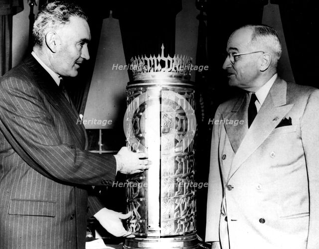 Ambassador Elath makes presentation to President Harry Truman. Creator: Unknown.