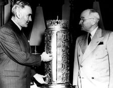 Ambassador Elath makes presentation to President Harry Truman. Creator: Unknown