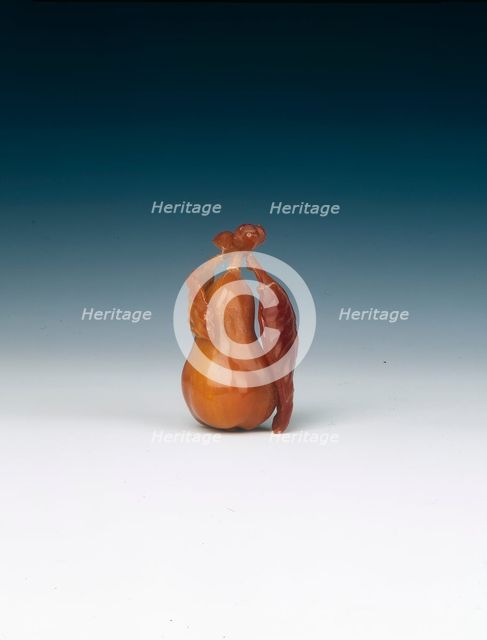 Amber pear, Early Qing dynasty, probably Kangxi period, China, 1662-1722. Creator: Unknown.