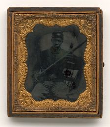 Ambrotype of Qualls Tibbs, 5th Sergeant, 27th U.S.C.T., Camp Delaware, Ohio, 1864 - 1865. Creator: Unknown
