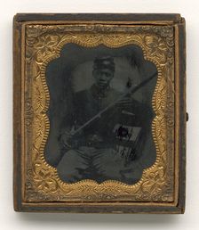 Ambrotype of Qualls Tibbs, 5th Sergeant, 27th U.S.C.T., Camp Delaware, Ohio, 1864 - 1865. Creator: Unknown
