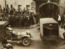 ...Ambulances carrying wounded...into Charing Cross Hospital, London, 1914, (1935). Creator: S and G